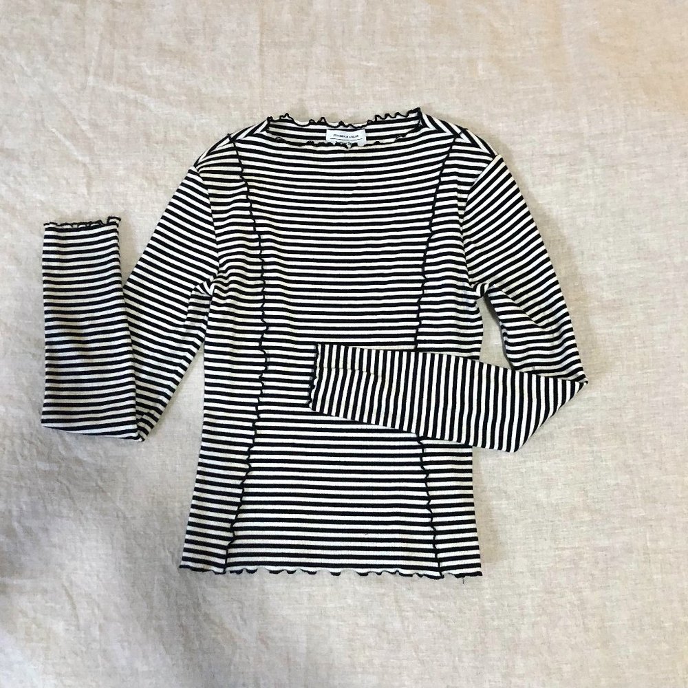 & Other Stories Women’s Striped Long Sleeve Curly Hem, Size S